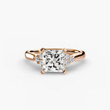 BW James Jewelers setting 9K Rose Gold / Princess Solitaire with Cluster Shoulders 2