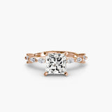 BW James Jewelers setting 9K Rose Gold / Princess Solitaire with Eternity Pavé