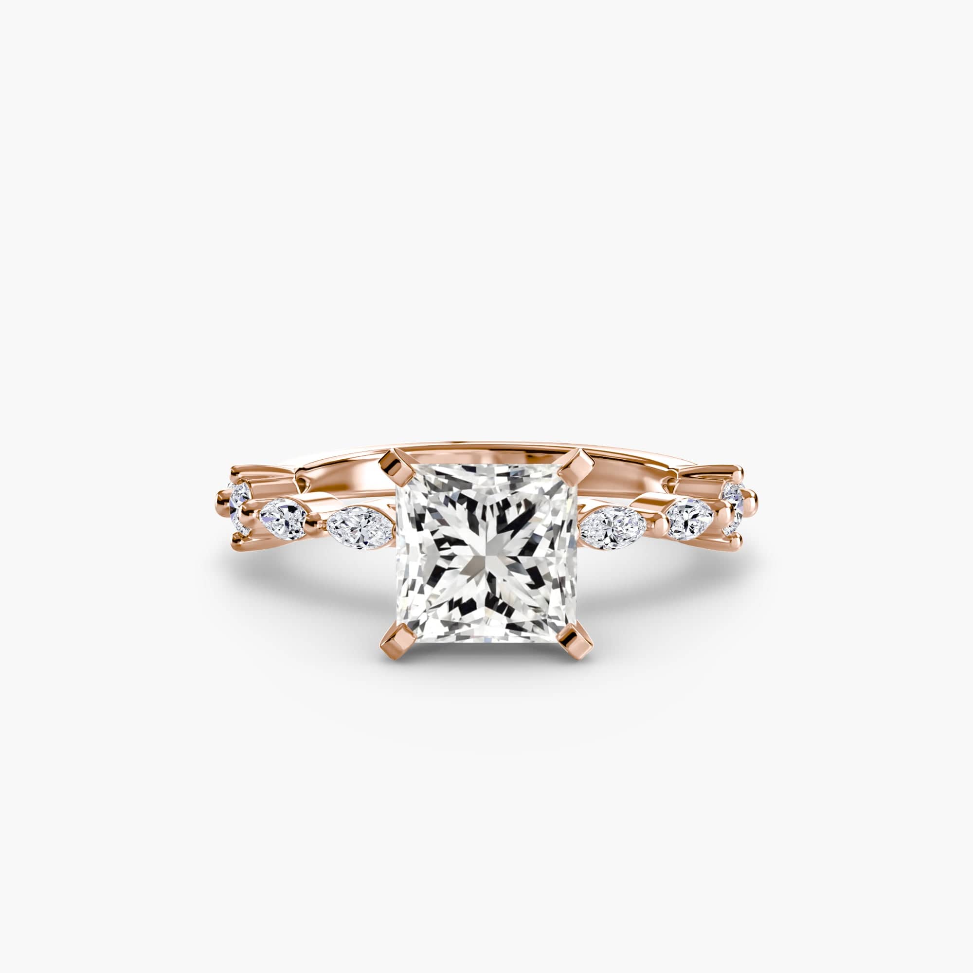BW James Jewelers setting 9K Rose Gold / Princess Solitaire with Eternity Pavé