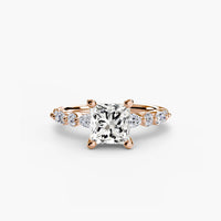 BW James Jewelers setting 9K Rose Gold / Princess Solitaire with Eternity Pavé 2