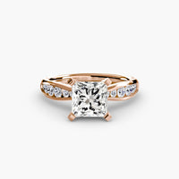 BW James Jewelers setting 9K Rose Gold / Princess Solitaire with Pavé 3