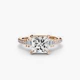 BW James Jewelers setting 9K Rose Gold / Princess Solitaire with Pavé 4