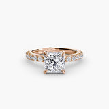 BW James Jewelers setting 9K Rose Gold / Princess Solitaire with Pavé 6