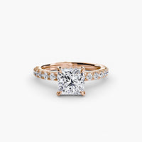 BW James Jewelers setting 9K Rose Gold / Princess Solitaire with Pavé 6