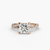 BW James Jewelers setting 9K Rose Gold / Princess The Twisted Pavé Solitaire