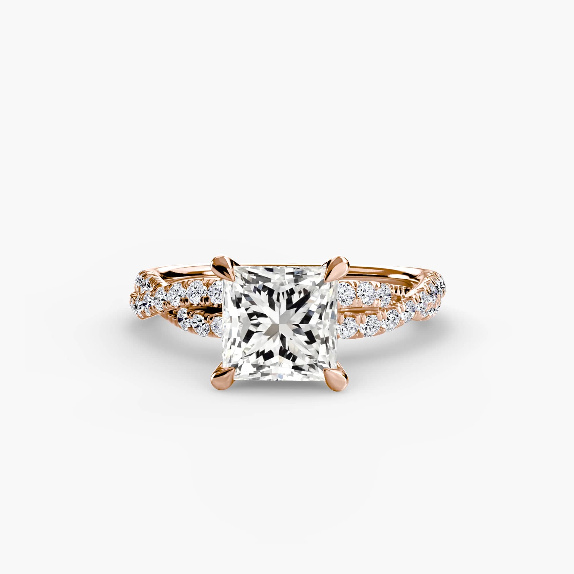 BW James Jewelers setting 9K Rose Gold / Princess The Twisted Pavé Solitaire