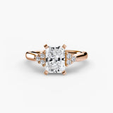 BW James Jewelers setting 9K Rose Gold / Radiant Solitaire with Cluster Shoulders 2