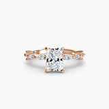 BW James Jewelers setting 9K Rose Gold / Radiant Solitaire with Eternity Pavé