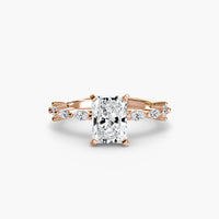 BW James Jewelers setting 9K Rose Gold / Radiant Solitaire with Eternity Pavé