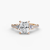 BW James Jewelers setting 9K Rose Gold / Radiant Solitaire with Pavé 4