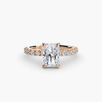 BW James Jewelers setting 9K Rose Gold / Radiant Solitaire with Pavé 6
