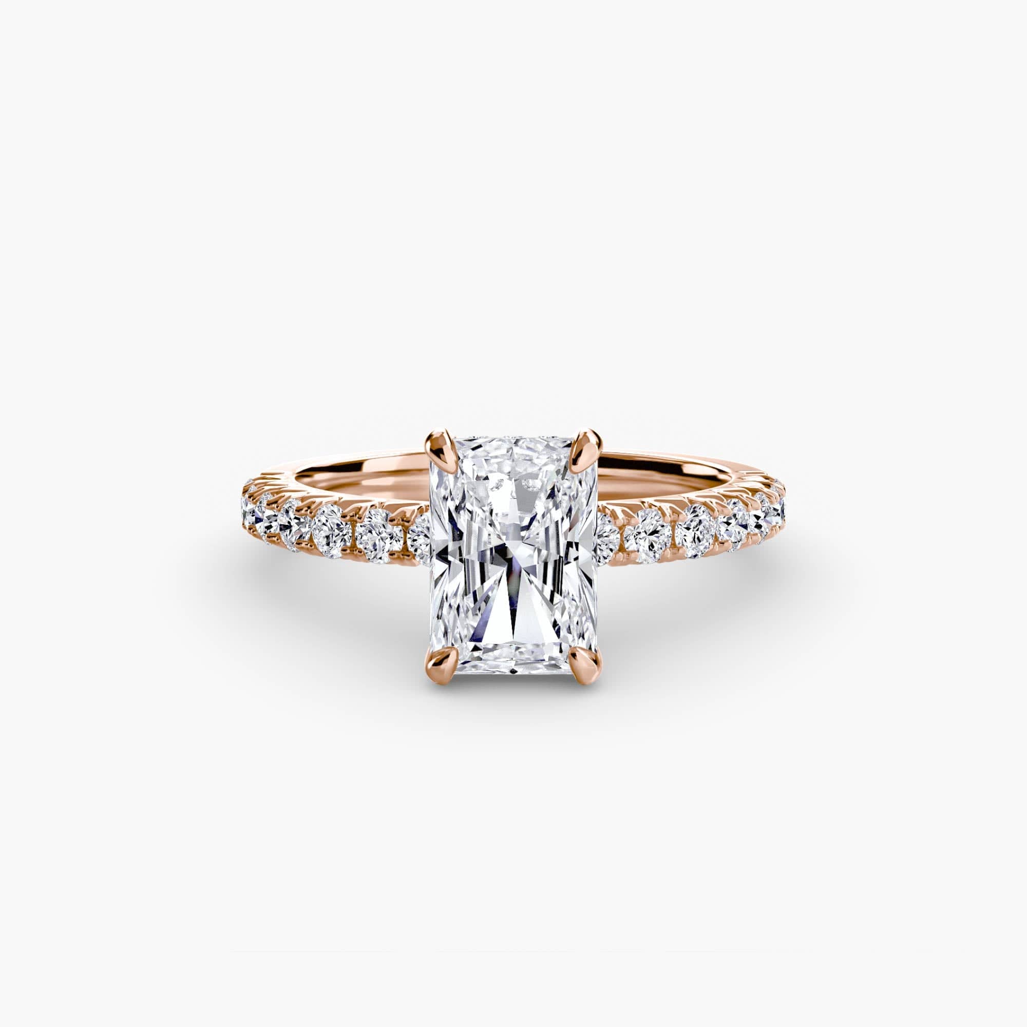 BW James Jewelers setting 9K Rose Gold / Radiant Solitaire with Pavé 6