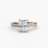 BW James Jewelers setting 9K Rose Gold / Radiant Solitaire with Pavé 7