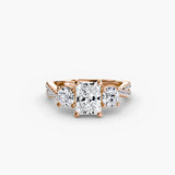 BW James Jewelers setting 9K Rose Gold / Radiant Three-Stone with Pavé Band 2