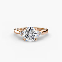 BW James Jewelers setting 9K Rose Gold / Round Solitaire with Cluster Shoulders 2
