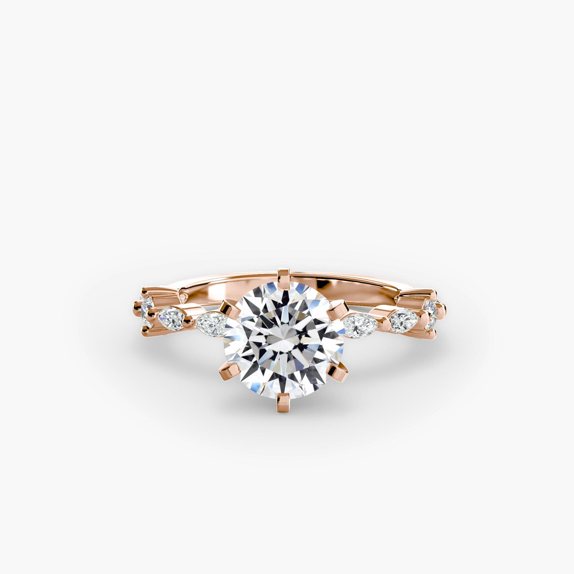 BW James Jewelers setting 9K Rose Gold / Round Solitaire with Eternity Pavé