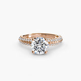 BW James Jewelers setting 9K Rose Gold / Round Solitaire with Pavé