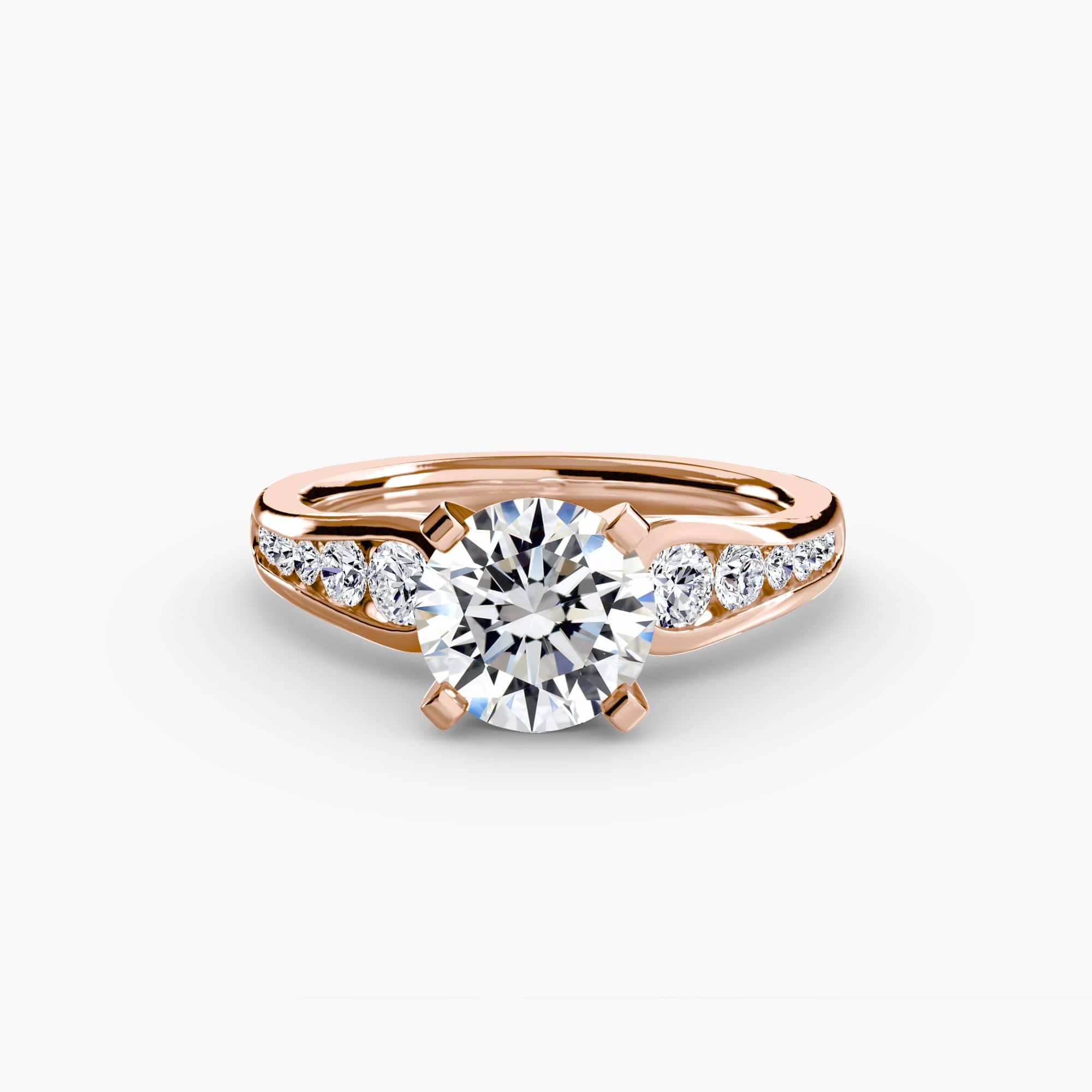 BW James Jewelers setting 9K Rose Gold / Round Solitaire with Pavé 2