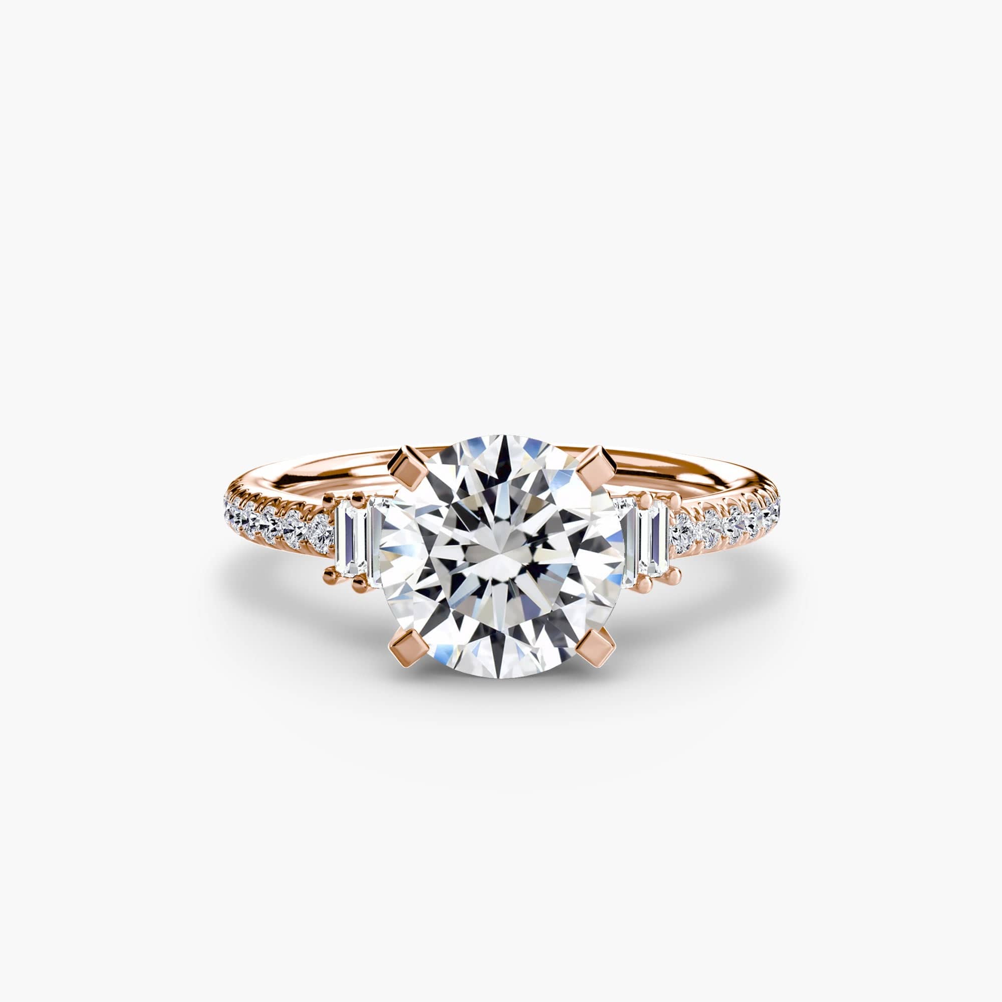 BW James Jewelers setting 9K Rose Gold / Round Solitaire with Pavé 4