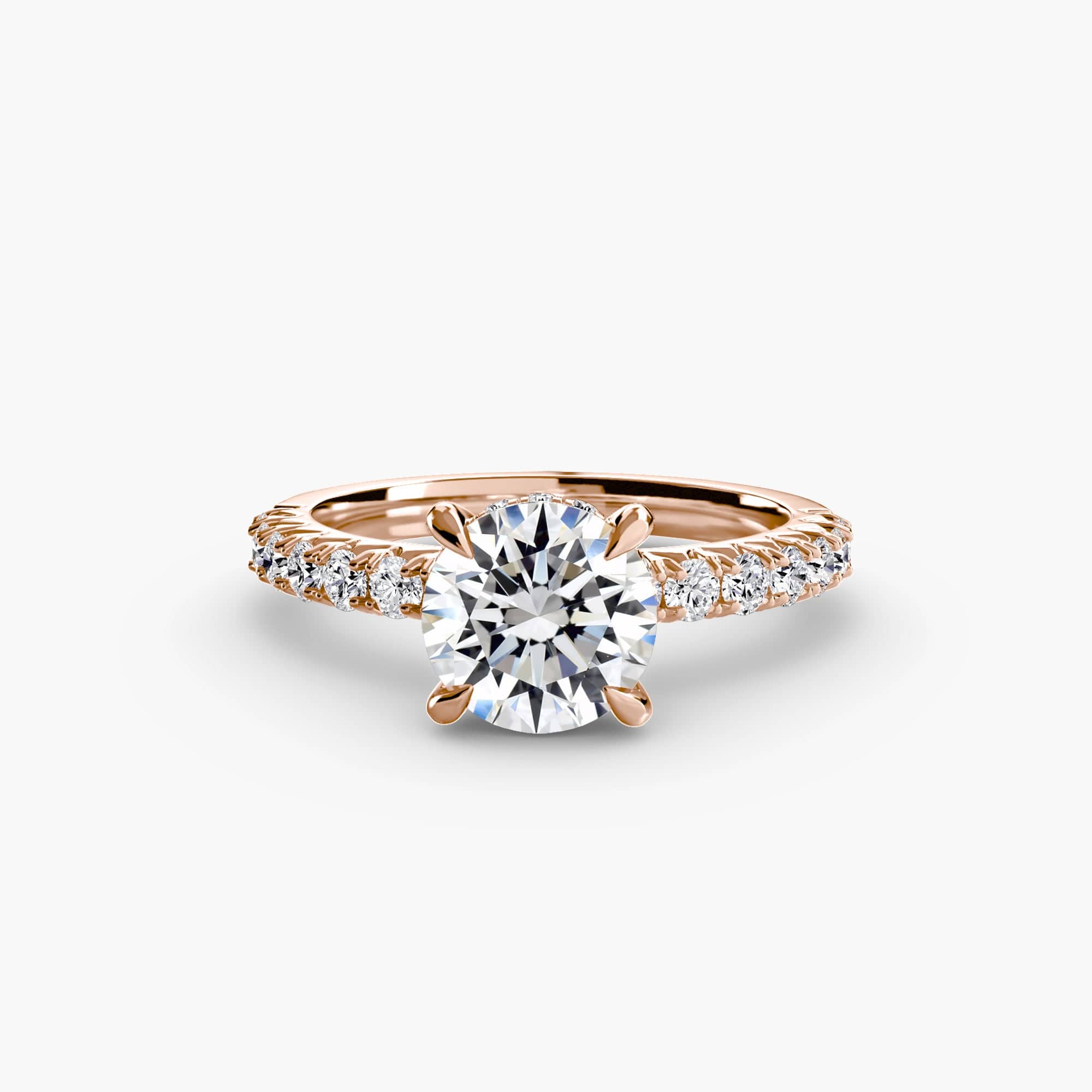 BW James Jewelers setting 9K Rose Gold / Round Solitaire with Pavé 6