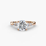 BW James Jewelers setting 9K Rose Gold / Round Solitaire with Shoulder Accents 2