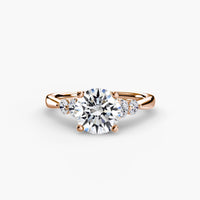 BW James Jewelers setting 9K Rose Gold / Round Solitaire with Shoulder Accents 2