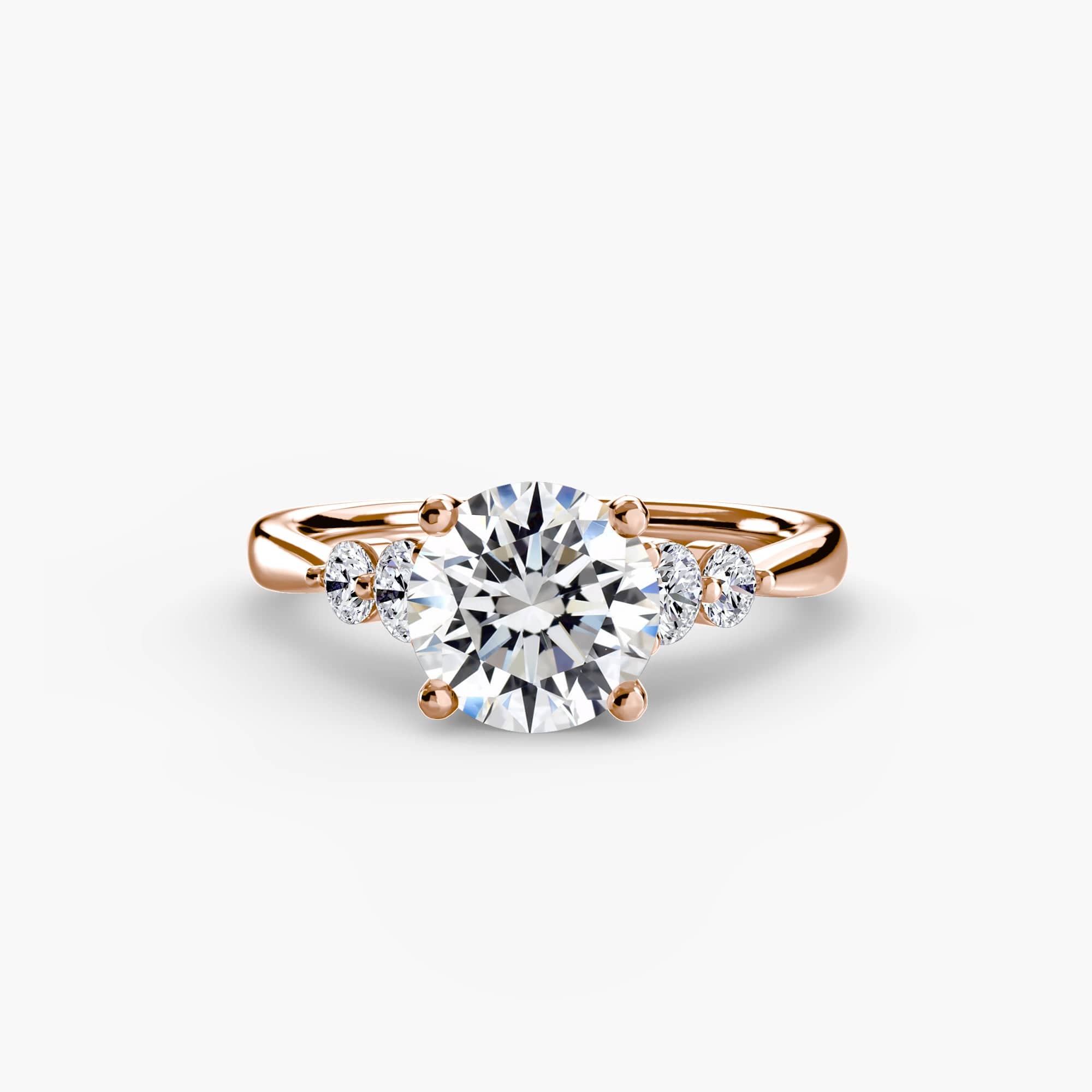 BW James Jewelers setting 9K Rose Gold / Round Solitaire with Shoulder Accents 2