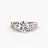 BW James Jewelers setting 9K Rose Gold / Round Three-Stone with Pavé Band 2
