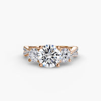 BW James Jewelers setting 9K Rose Gold / Round Three-Stone with Pavé Band 2