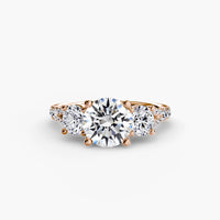 BW James Jewelers setting 9K Rose Gold / Round Three-Stone with Pavé Band 3