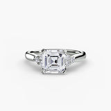 BW James Jewelers setting 9K White Gold / Asscher Solitaire with Cluster Shoulders 2