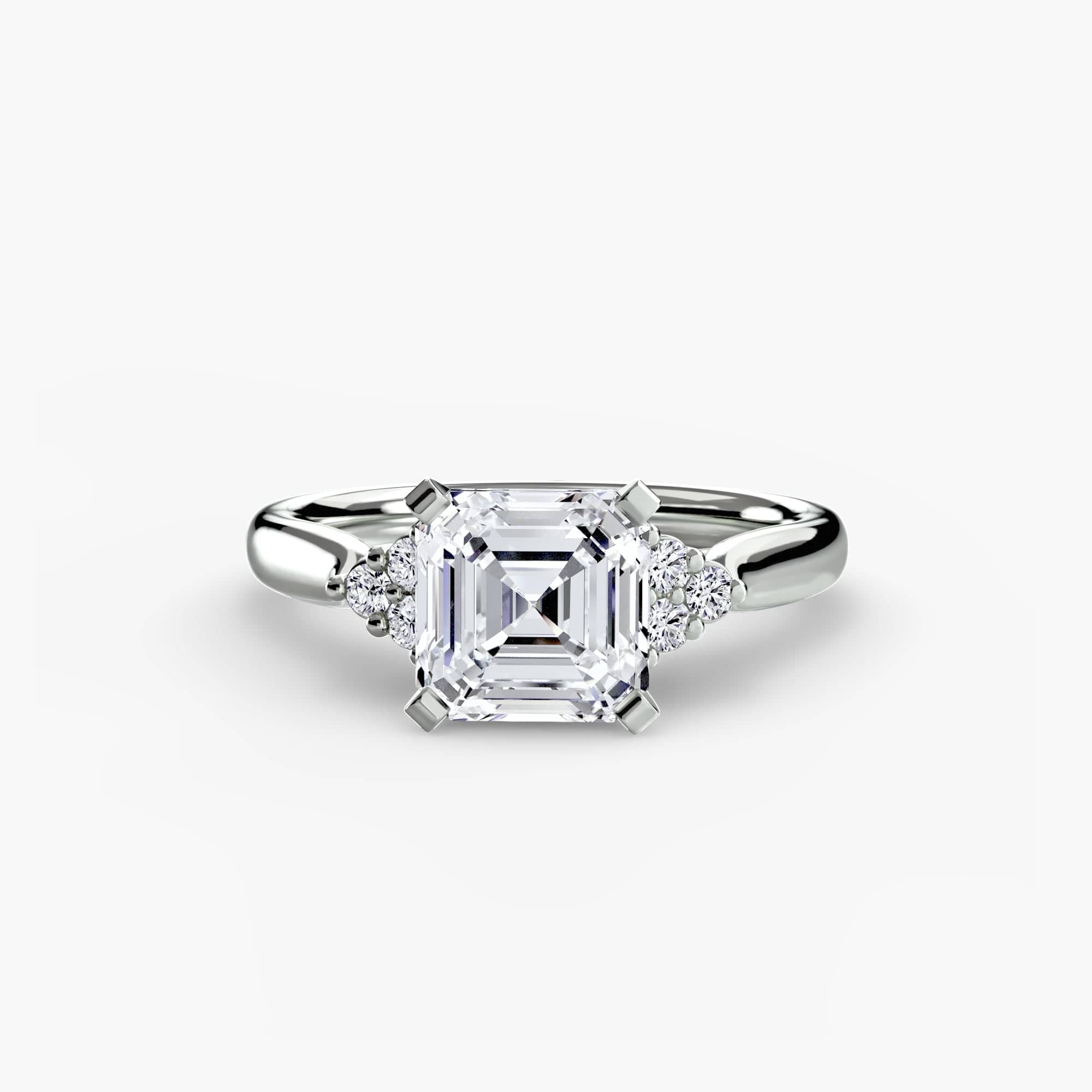 BW James Jewelers setting 9K White Gold / Asscher Solitaire with Cluster Shoulders 2