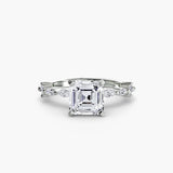 BW James Jewelers setting 9K White Gold / Asscher Solitaire with Eternity Pavé