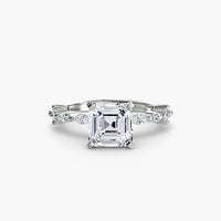 BW James Jewelers setting 9K White Gold / Asscher Solitaire with Eternity Pavé