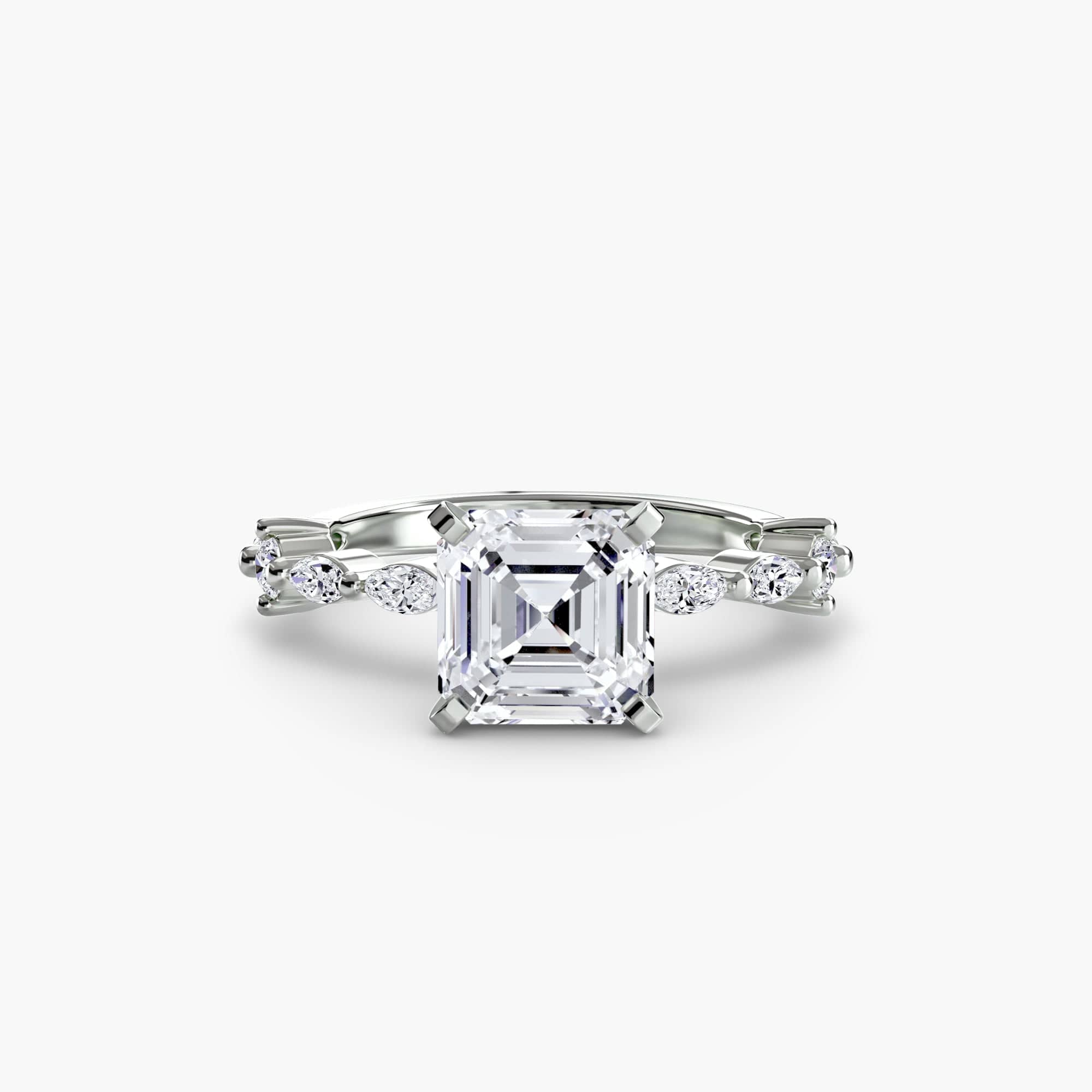BW James Jewelers setting 9K White Gold / Asscher Solitaire with Eternity Pavé