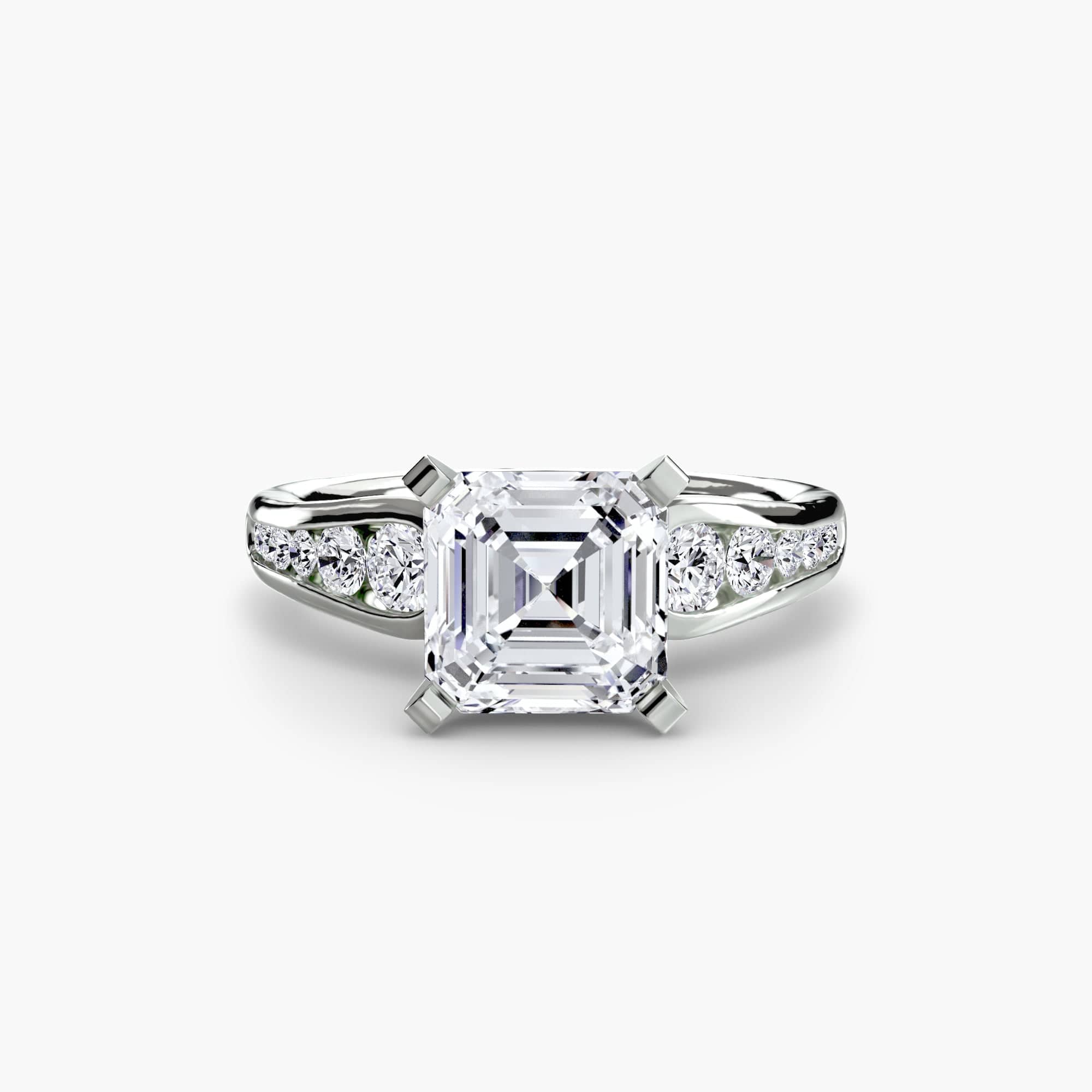 BW James Jewelers setting 9K White Gold / Asscher Solitaire with Pavé 2