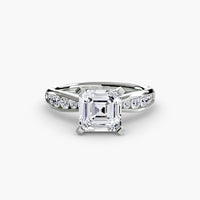 BW James Jewelers setting 9K White Gold / Asscher Solitaire with Pavé 3