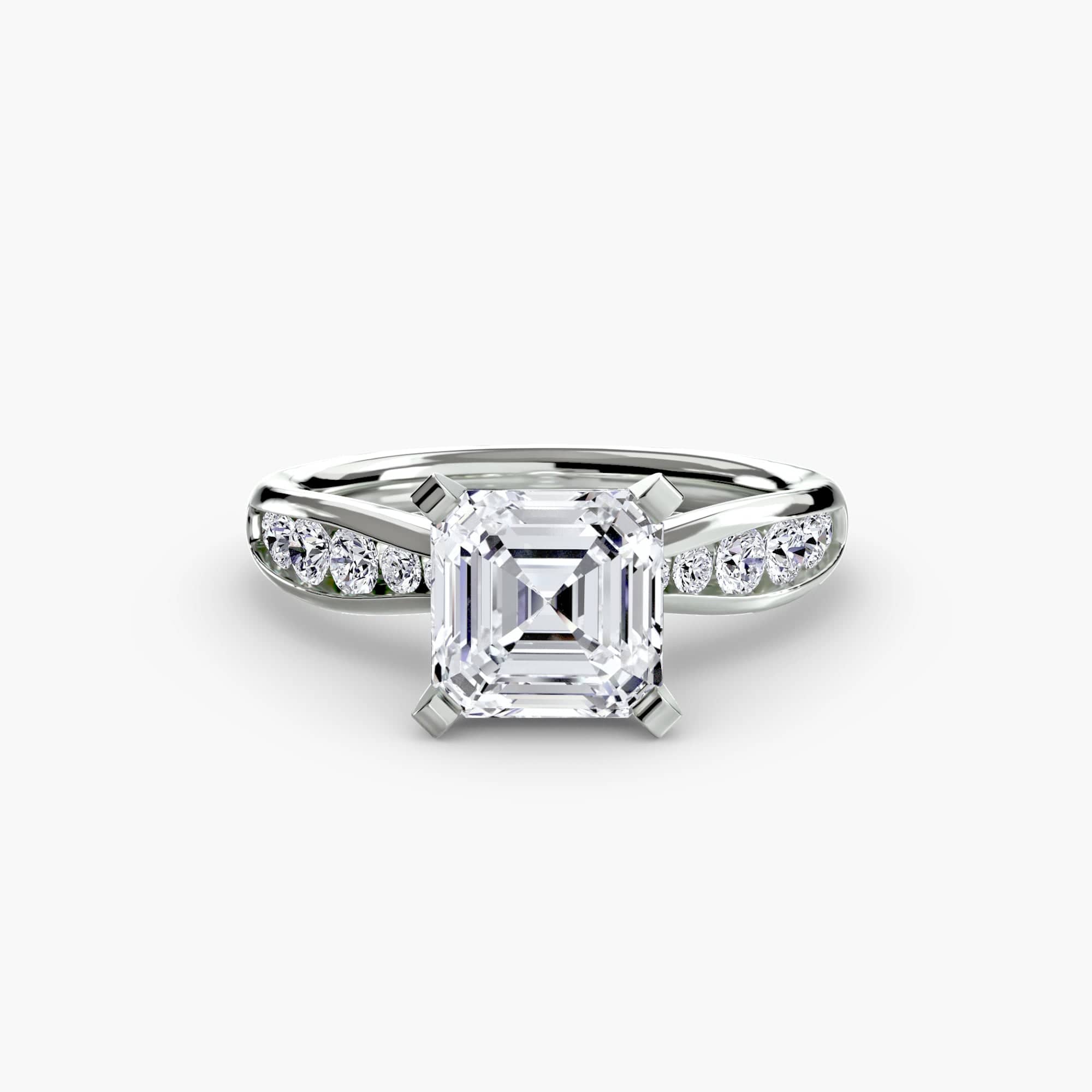 BW James Jewelers setting 9K White Gold / Asscher Solitaire with Pavé 3