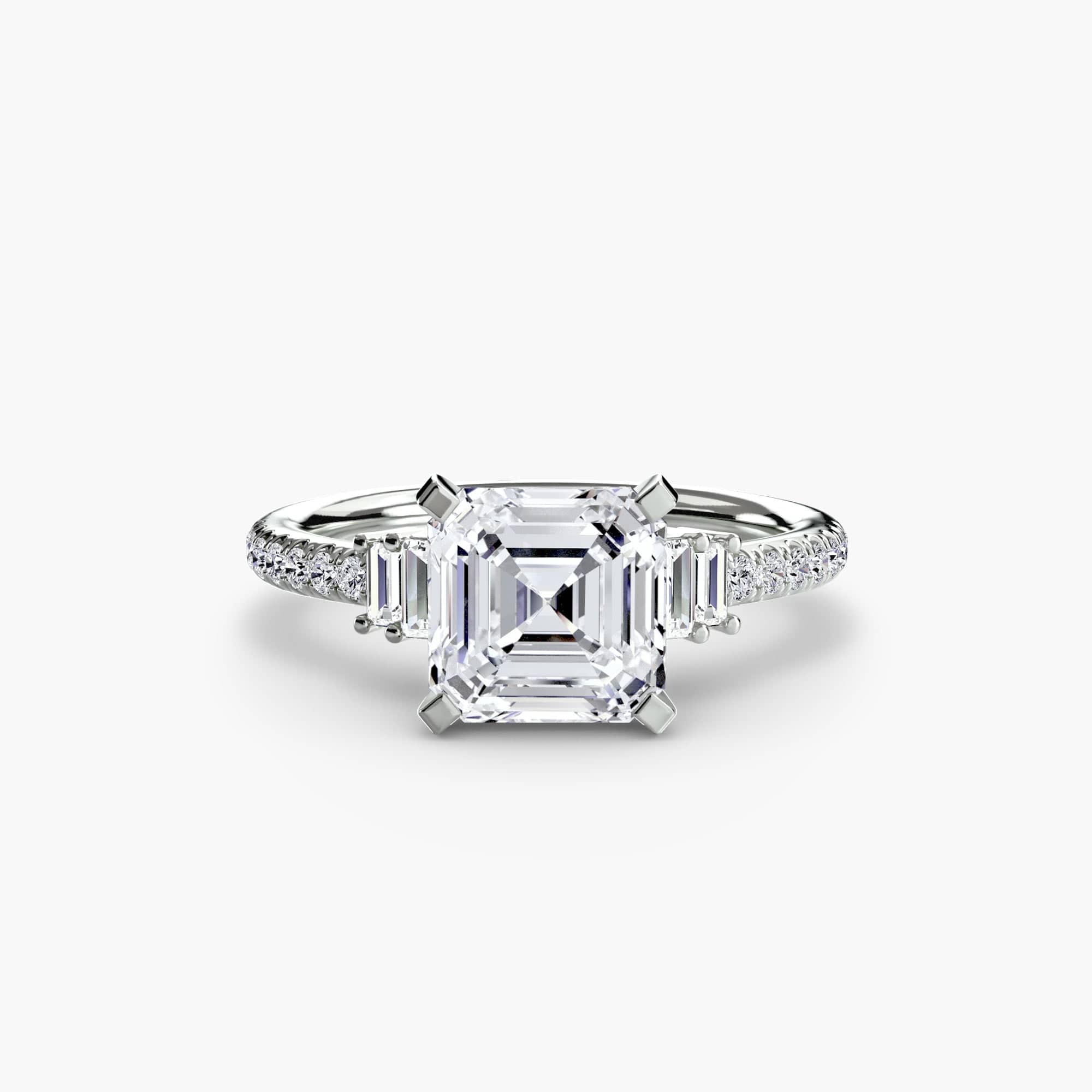BW James Jewelers setting 9K White Gold / Asscher Solitaire with Pavé 4