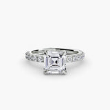 BW James Jewelers setting 9K White Gold / Asscher Solitaire with Pavé 6