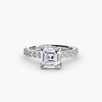 BW James Jewelers setting 9K White Gold / Asscher Solitaire with Pavé 6