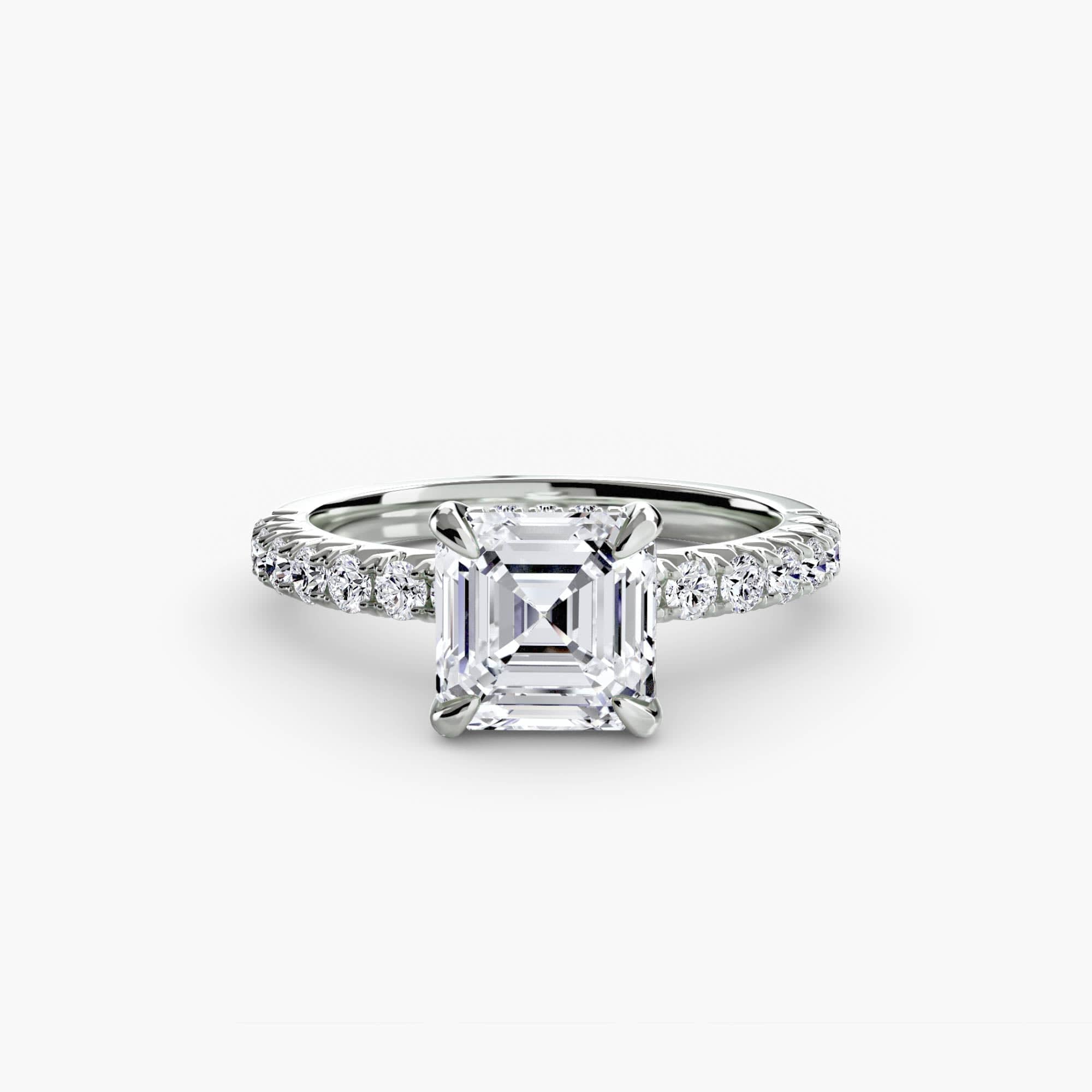 BW James Jewelers setting 9K White Gold / Asscher Solitaire with Pavé 6