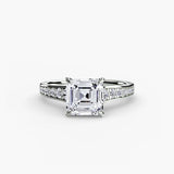 BW James Jewelers setting 9K White Gold / Asscher Solitaire with Pavé 7