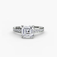 BW James Jewelers setting 9K White Gold / Asscher Solitaire with Pavé 7
