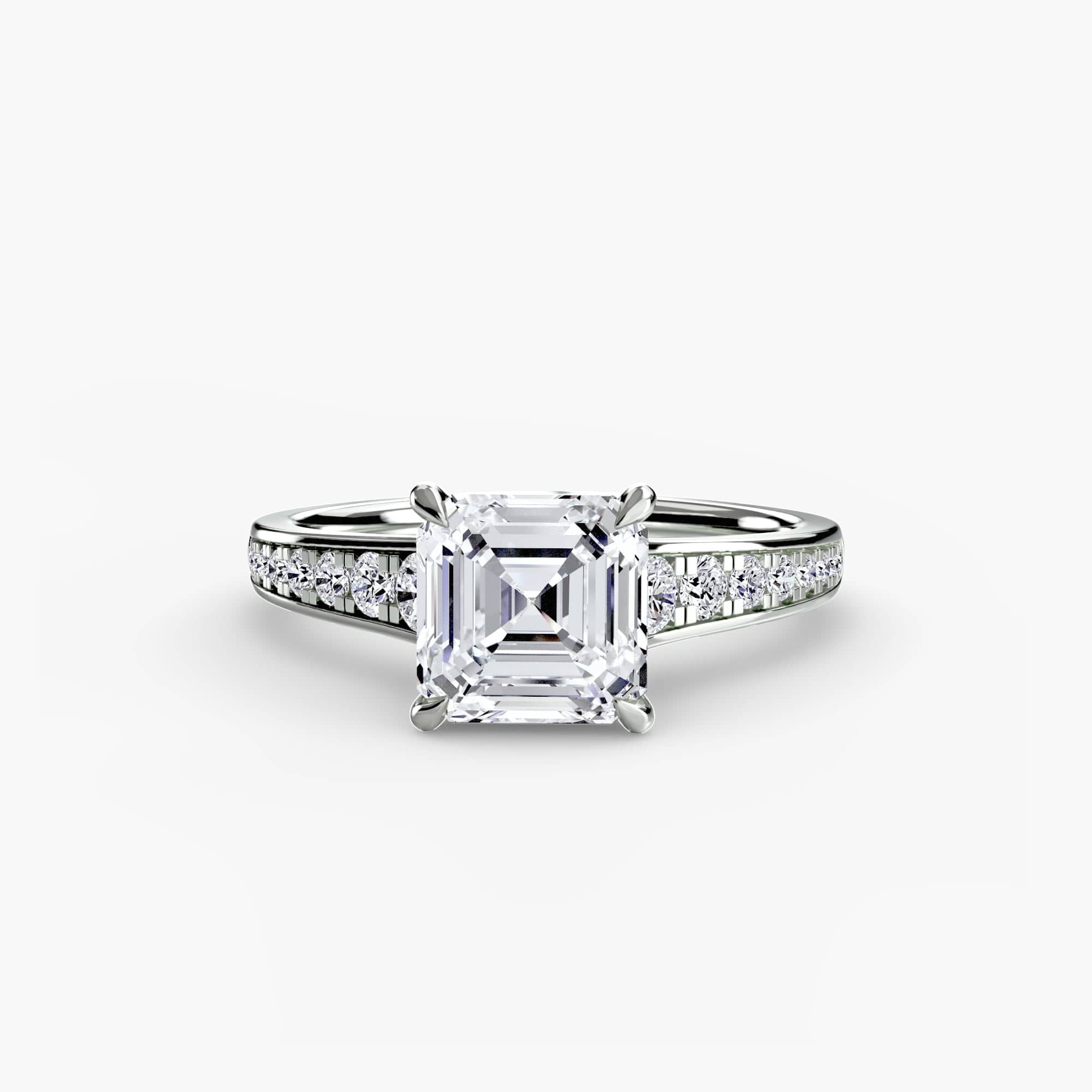 BW James Jewelers setting 9K White Gold / Asscher Solitaire with Pavé 7