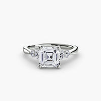 BW James Jewelers setting 9K White Gold / Asscher Solitaire with Shoulder Accents 2