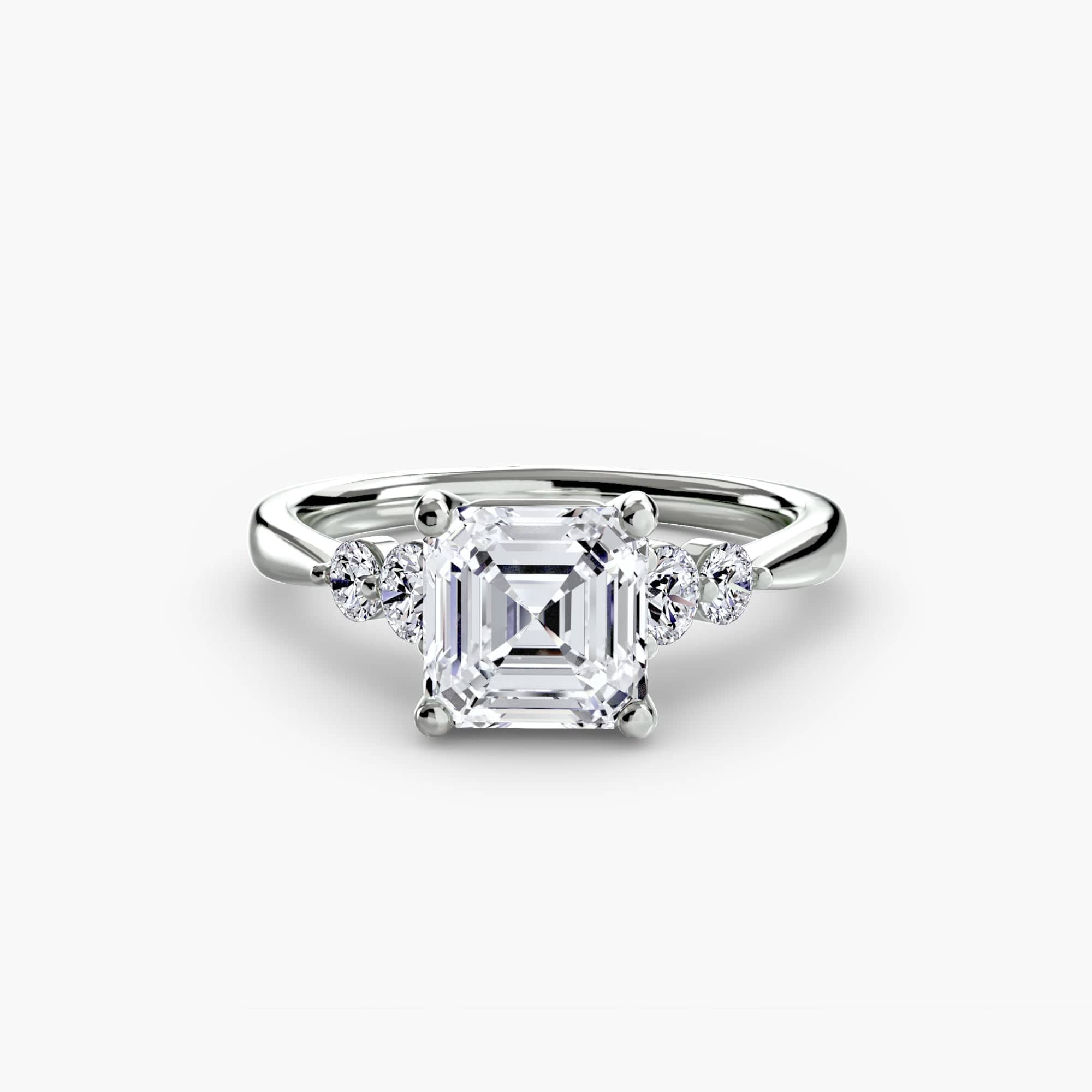 BW James Jewelers setting 9K White Gold / Asscher Solitaire with Shoulder Accents 2