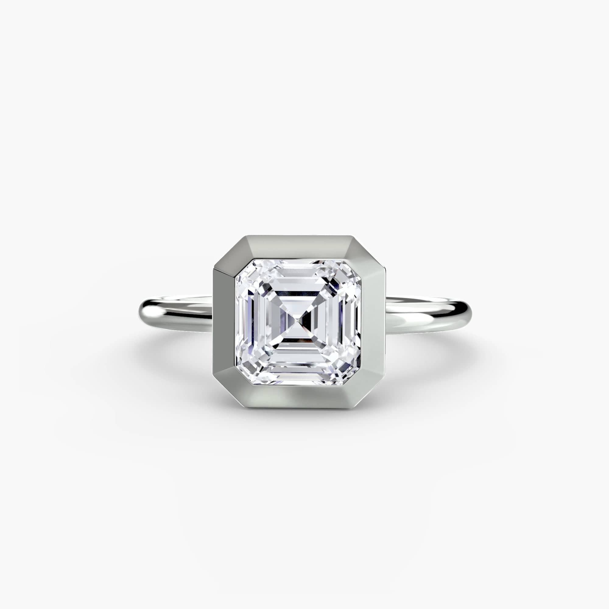 BW James Jewelers setting 9K White Gold / Asscher The Bezel Set Solitaire