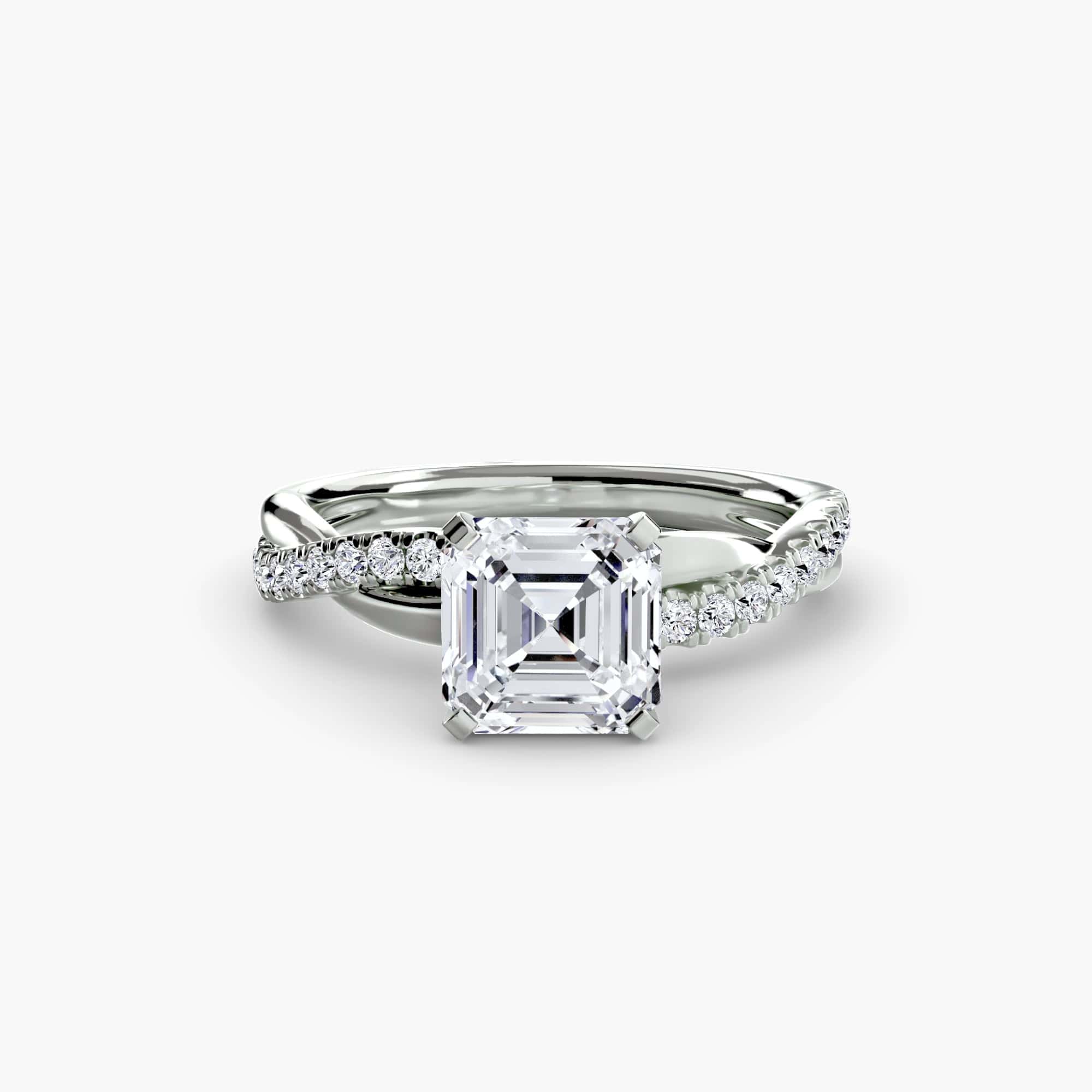 BW James Jewelers setting 9K White Gold / Asscher The Emerald Twist Pavé Ring