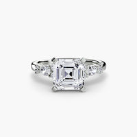 BW James Jewelers setting 9K White Gold / Asscher The Floral Accent Solitaire